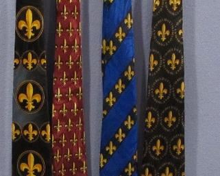 Fleur de Les ties. Many ties in back room closet
