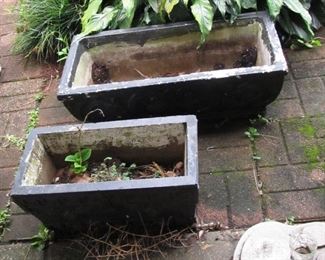 large concrete planter probably mid-century smaller probably 70's