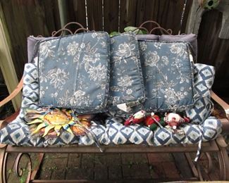 outdoor steel bench. flexes for comfort. very heavy high quality