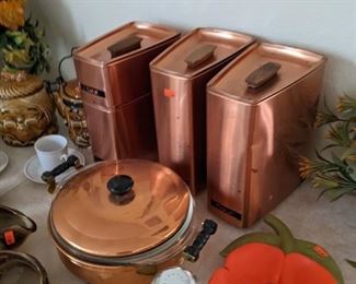 Copper kitchen canisters 