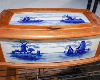 Blue and white tile storage box