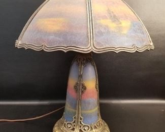 Reverse painted Art Deco Lamp