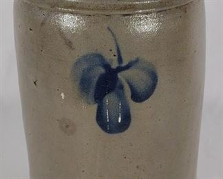 Antique Cobalt Flower Stoneware Crock 1 1/2 Gal	