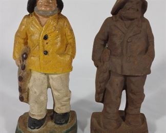 Two Cast Iron Old Salt Fisherman Doorstops	
