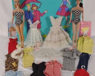 Vintage Early Year Barbies & Clothes w/ Case (#4)	