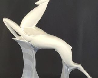 Art Deco Signed Antelope Sculpture	