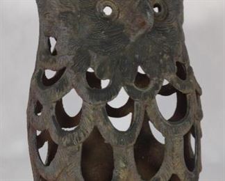 Vintage Cast Iron Owl Candle Lantern	