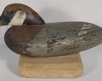 Old Goose Decoy on Wood Block	
