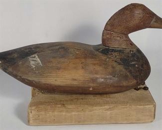 Canvasback Working Duck Decoy on Wood Block	