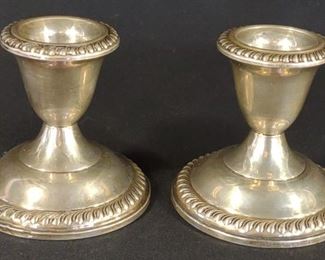 Pair of Sterling Silver Weighted Candle Holders	