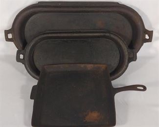 3 Cast Iron Square & Oval Griddles	