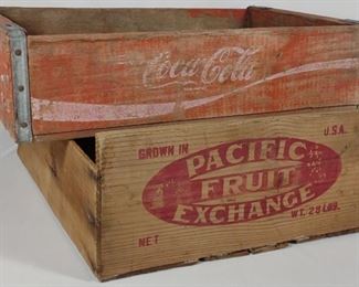Vintage Coca Cola & Fruit Advertising Crates	