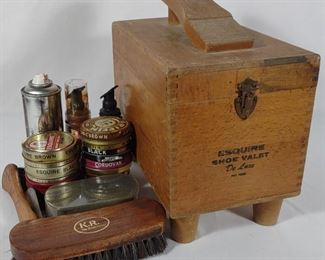 Vintage Esquire Shoeshine Box w/ Contents	