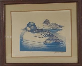 Jack Schroeder Signed Goldeneye Duck Print Art	
