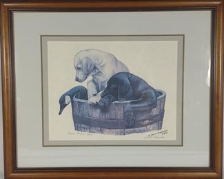 Jack Schroeder Signed Print Art of Puppies	