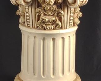 16" Plaster Pedestal Column Plant Stand	