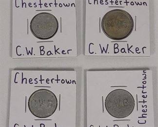 (4) Antique Chestertown Cannery Trade Tokens	