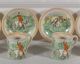 8 pc. Davenport Hunting Scene China Cups & Plates	