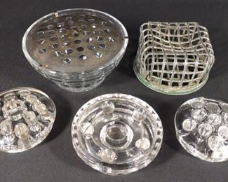 (5) Five Vintage Flower Frogs	