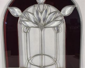 Arched Lead Stained Glass Window Panel	