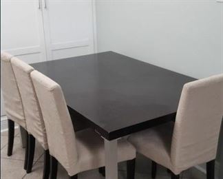 EQ3 dining table w/ 4 chairs. Seats 6.