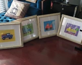 Framed truck prints. Perfect for a little boy's room.