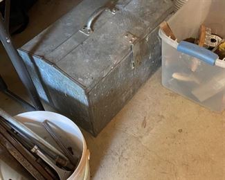 Assorted toolboxes, metal and plastic, various sizes and brands, vintage and modern