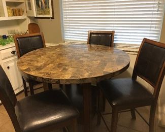 Bistro Kitchen Table Set with Leather Chairs