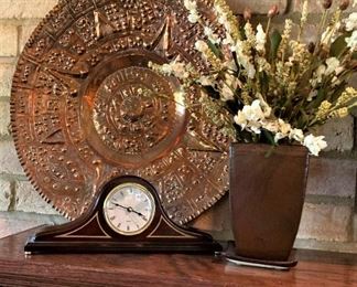 Copper plate; mantel clock