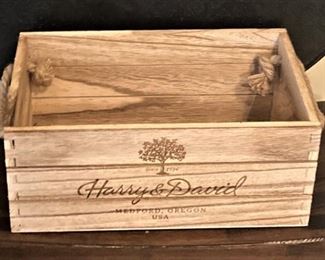 Harry & David (since 1934) wooden box with rope handle