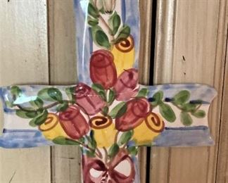 Hand-painted rose cross