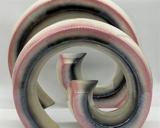 Mid-Century Michael Anthony's of Ft. Lauderdale signed ceramic swirls; 450-LC and 450-SC