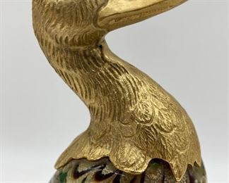 Venetian Murano Art Glass duck with brass head by Barovier
