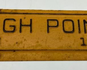 Antique 1966 High Point NC decorative metal license plate