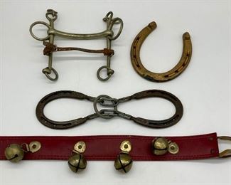 Various vintage horse tack and dressage