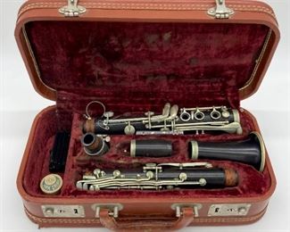 Antique clarinet in case