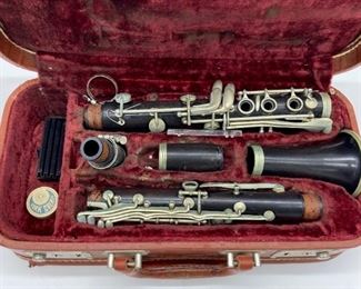 Antique clarinet in case