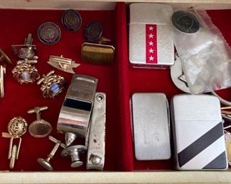 Vintage cuff links and lighters