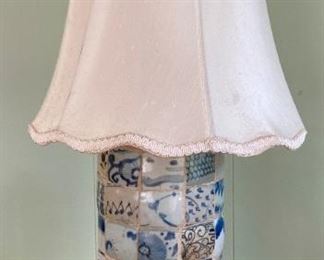 Vintage blue and white mosaic lamp
