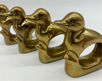 1980 Dolbi Cashier brass duck napkin rings (set of 2)