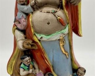 Vintage Laughing Buddha with children figurine