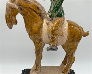 Vintage Asian figurine man on horse