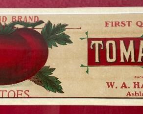 Framed Ashland Tomatoes label