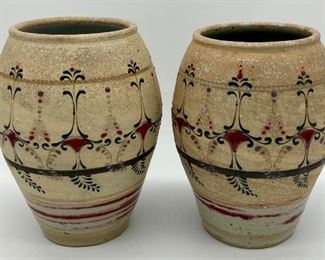 Vintage Stoneware adorned vases (2 available)