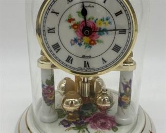 Linden flowered glass dome clock