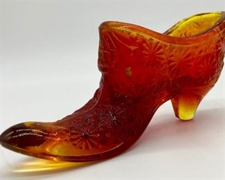 Amberina glass shoe