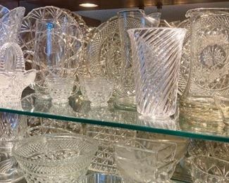 Various crystal, cut glassware and press cut glassware