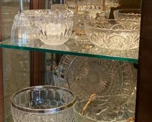 Various crystal, cut glassware and press cut glassware