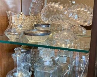 Various crystal, cut glassware and press cut glassware
