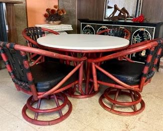Mid-century bamboo style table and chairs